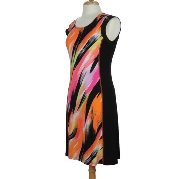 Soft Works Dress Women Small Sleeveless Stretch Multi Pink Black Orange Sheath - Picture 3 of 9